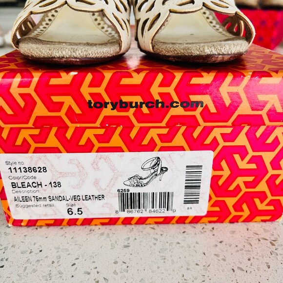 Tory Burch Aileen Sandal-Veg Leahter, size 6.5 with Original box - Picture 6 of 6